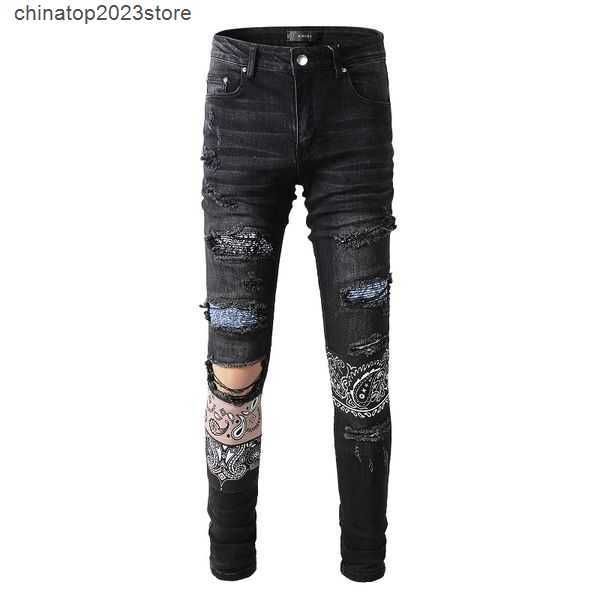 

men's jeans 2023 mens designer distressed ripped biker slim fit motorcycle denim for men fashion jean mans pants pour hommes 1oob8, Blue
