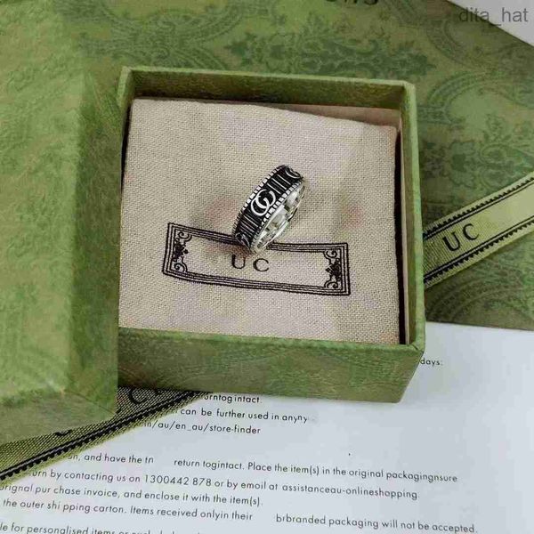 

designer ring luxury rings for women classic couple rings retro letters men and women with the same ring fashion versatile jewelry valentine, Silver