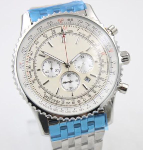 

aaa new 46mm watch b06 b01 navitimer quartz battery limited edition chronograph movement white stainless steel multifunction calendar full w, Slivery;brown