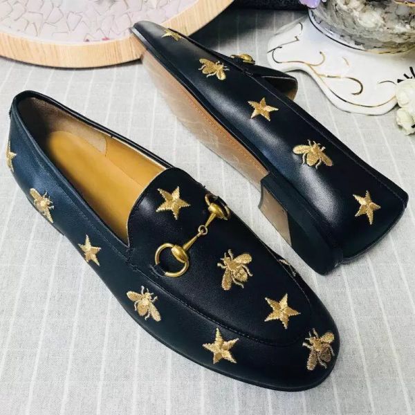 

classic women's flat dress shoes mules horsebit loafers shoe cowhide metal buckle men women casual shoe round toe for women luxury desi, Black