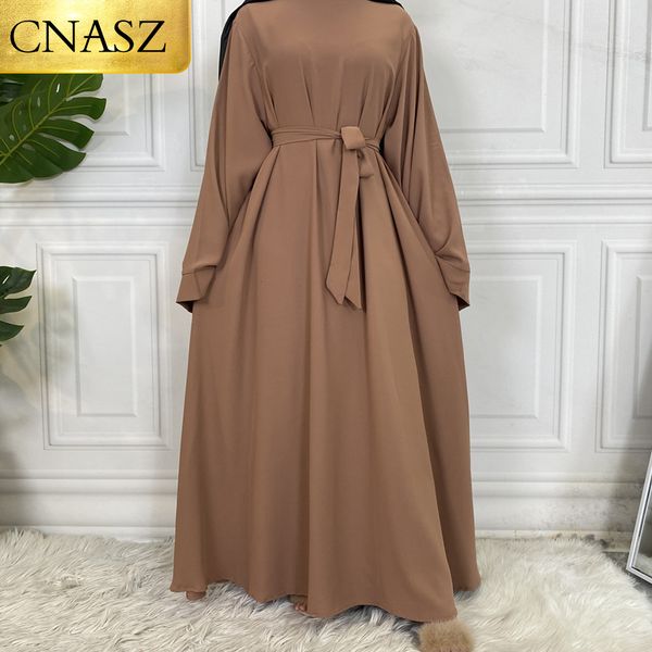 

ethnic clothing sell simple nida abaya long dress pure color a-line loose sleeves dresses dubai uk modest elegant dress 230414, Red