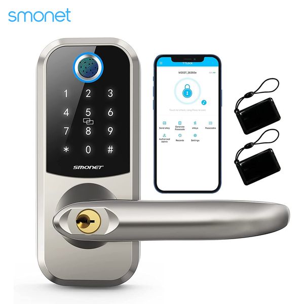 

smart lock smonet electronic door wifi biometric fingerprint remote keyless unlock s front bluetooth password home ic card 230414