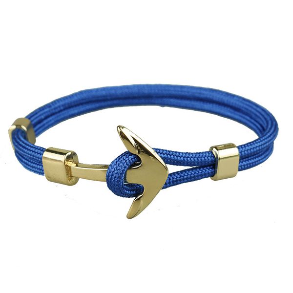 

classic design gold anchor cuff bracelets handmade colorful paracord jewelry, White