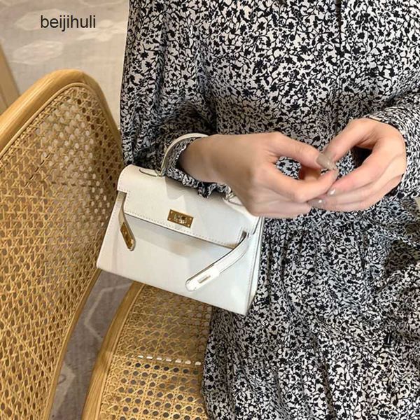 

hermm kily designer handbags genuine leather second generation mini women 2023 new small hand net red one shoulder messenger, Black