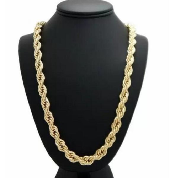 

hip hop rope chain necklace 14k gold plated 10mm 24" inch, Silver