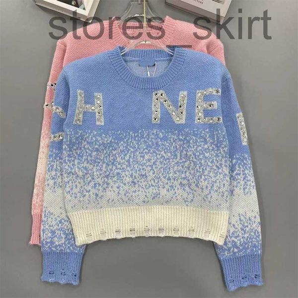 

women's t-shirt designerwomen's t-shirt designer small fragrance round neck gradual color stapled diamond sweater sweetheart zx1q, White