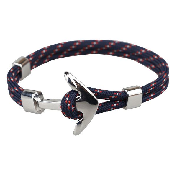 

popular silver anchor cuff bracelets handmade colorful paracord jewelry for man and woman, White