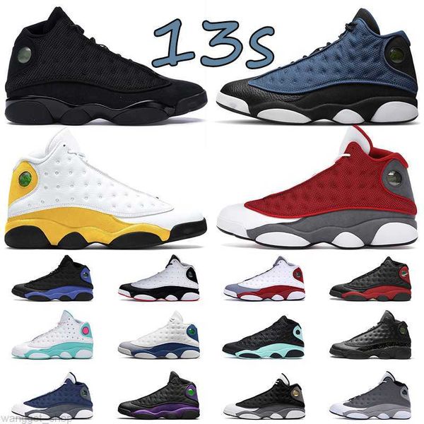 

13 basketball shoes jumpman 13s men women island green hyper royal court purple bred red flint mens outdoor sport sneaker trainers good, Black