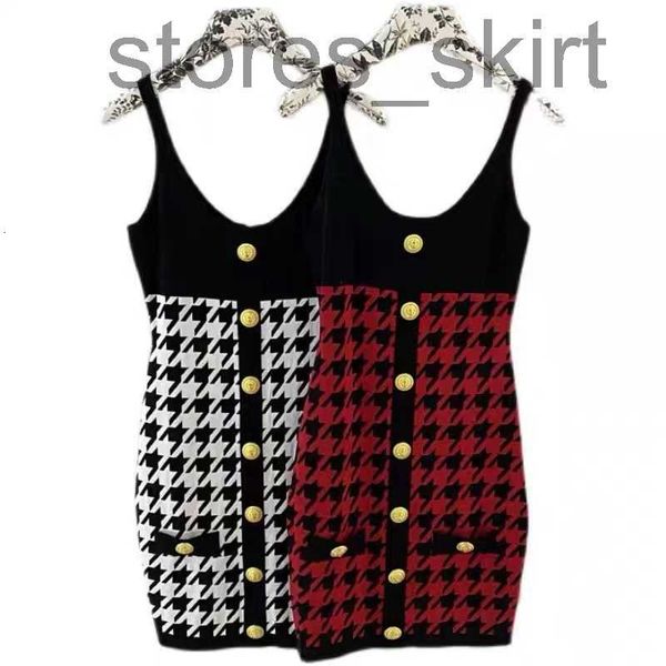 

casual dresses designercasual dresses 2023 early autumn metal button thousand bird checker pattern slim fit short strap dress u034 z3bs, Black;gray