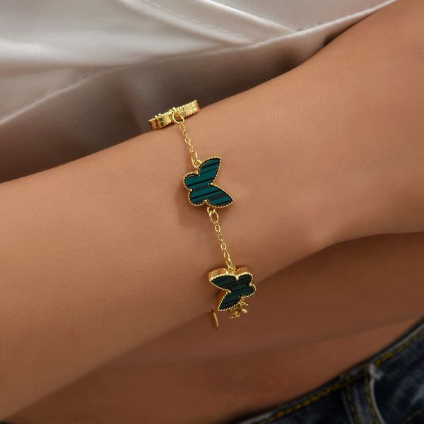 

van clover bracelet classic design colorful clover charm bracelet 18k gold stainless steel jewelry for women gift, Golden;silver