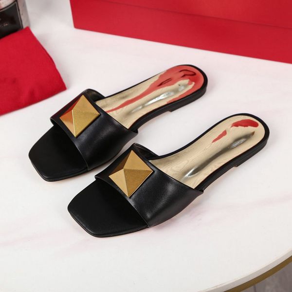 

designer slippers women's sandals leather slippers platform valentinoity slide rubber sandal summer fashion patform gfyhfg, Black