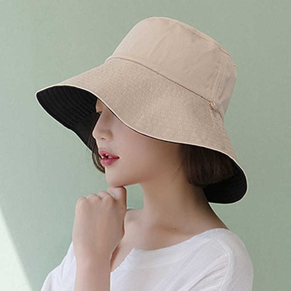 

wide brim hats cover your face korean version sunscreen ultraviolet rays sunshade along the tide bucket hat women aa230414, Blue;gray