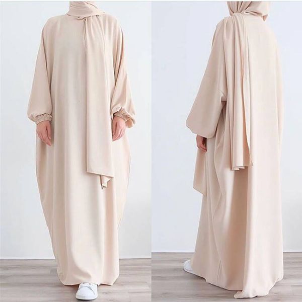 

ethnic clothing abaya with hijab ramadan eid prayer dress for muslim women nida loose jilbab long dress islam dubai modest robe djellaba fem, Red