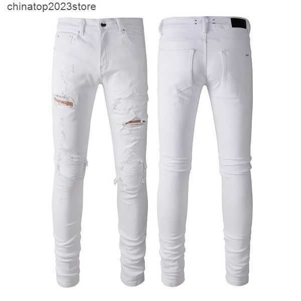 

men's jeans mens for guys rip slim fit skinny man pants orange star patches wearing biker denim stretch cult motorcycle trendy long str, Blue