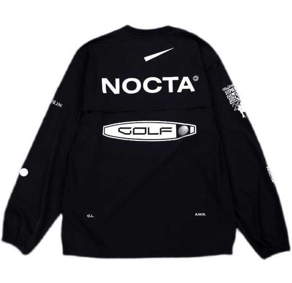 

men's hoodies us version nocta golf cos branded draw breathable quick drying leisure sports t-shirt long sleeve round neck summer 2023e, Black