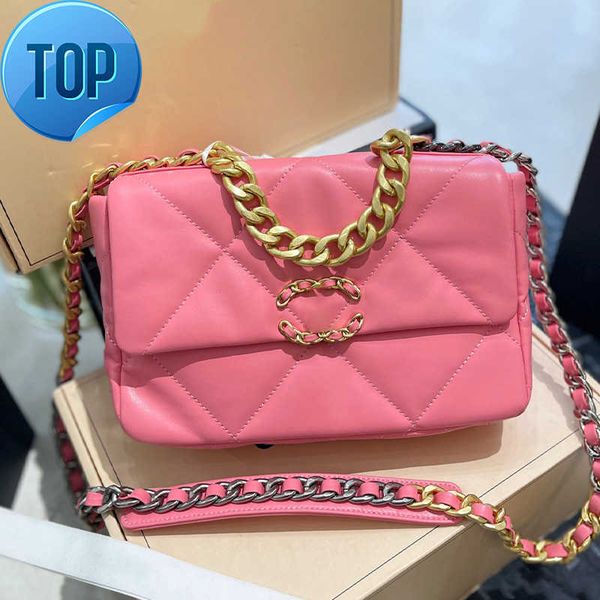 

shoulder bags channel 19 designer bag lambskin 9a quality with box 25cm women fashion luxury crossbody handbag ladies gold silver chain tote