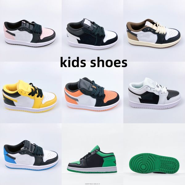 

kids jumpman 1 low basketball shoes boys and girls sneakers street trend fashion board shoes 24-35, Black
