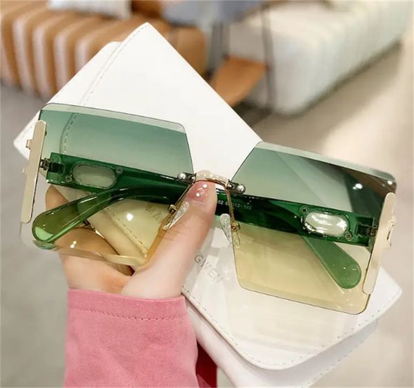 

women's borderless square sunglasses, borderless fashionable sunglasses, suitable for men and women to wear, White;black
