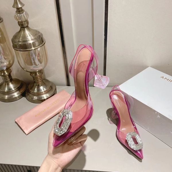 

amina muaddi crystal sandals begum dress sandals embellished buckle stain pumps shoe spool heels sandals factory footwear women's luxur, Black