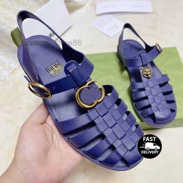 

designer sandals jelly sandal transparent slippers women double g sandals flat buckle rubber shoes flip flops no no box no367, Black