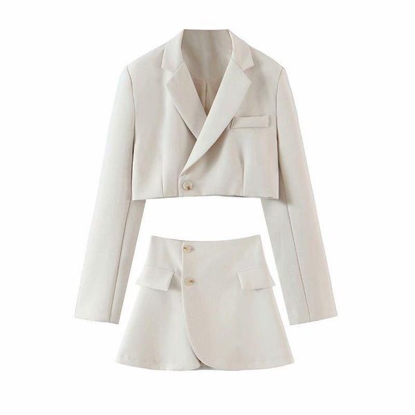

pants autumn women blazer clothing two piece set women suits with skirt female suit tweed long sleeves short skirt suits blazer, White