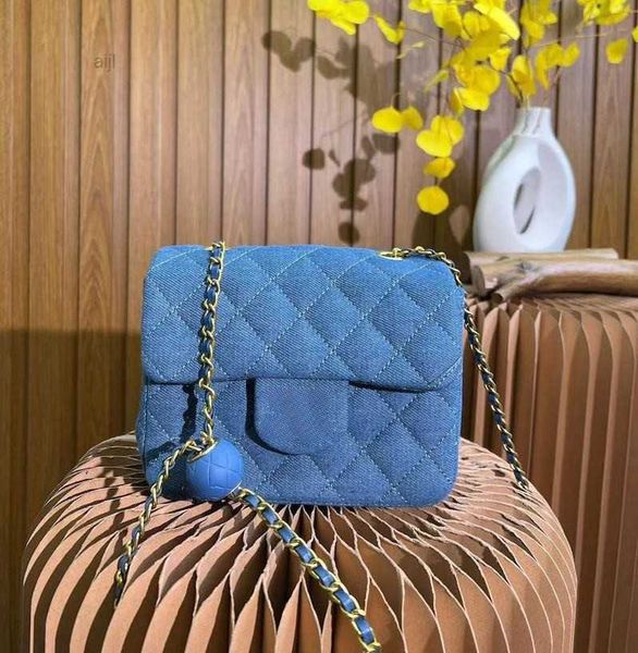 

denim designer bag luxury handbag fashionbags crossbody classic quilted mini golden ball woman shoulder sling vintage box cc messenger s blu