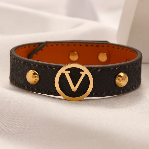 

new style bracelets gold bangles for women designer letter jewelry faux leather 18k gold plated stainless steel bracelet womens wedding love, Black
