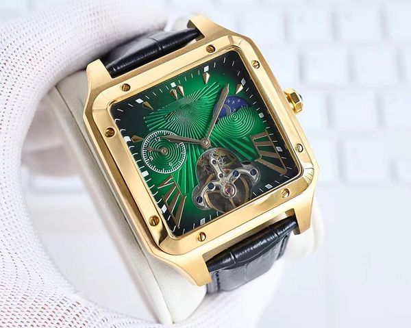 

men's mechanical watch 316 stainless steel case sapphire bead handle diameter 43mm, Slivery;brown