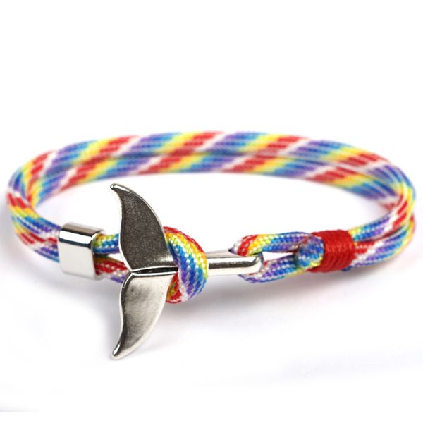 

classic design fish tail cuff bracelets handmade colorful paracord jewelry, White