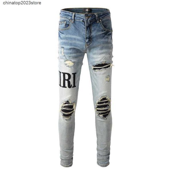 

men's jeans 2023 mens designer distressed ripped biker slim fit motorcycle denim for men fashion jean mans pants pour hommesdbo0, Blue