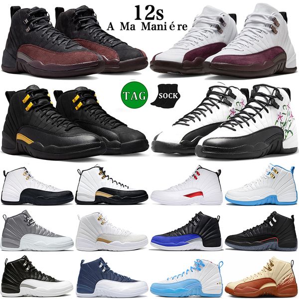 

12 12s basketball shoes for men women black taxi playoffs utility university blue stealth royalty reverse hyper royal mens trainers outdoor