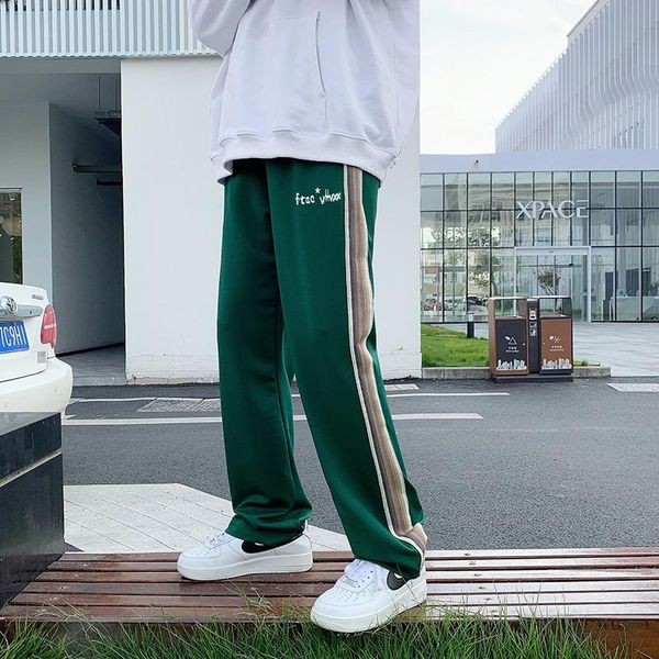 

pants spring/summer 2021 men's high street fashion casual tracksuit men's basic side stripe wide leg breathable tracksuit tracksui, Black