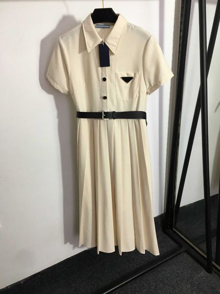 

23ss womens designer clothing summer letter pocket belt retraction waist half-button lapel short-sleeved womens clothing, Black;gray