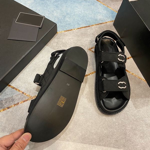 

cowhide summer thick soled sandals women's designer leather comfort outdoor sandbeach rubber fashion leisure slippers w124, Black