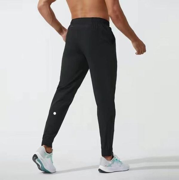 

LL Mens Jogger Long Pants Sport Yoga Outfit Quick Dry Drawstring Gym Pockets Sweatpants Trousers Mens Casual Elastic Waist Fitness, Black