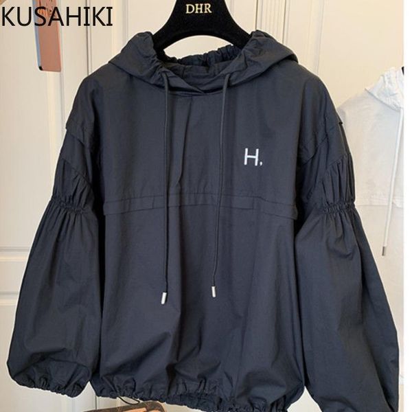 

t-shirt nomikuma spring summer thin hooded blouse coat causal puff sleeve sweet doll shirt 2021 new letter embroidery blusas mujer 6g583, White