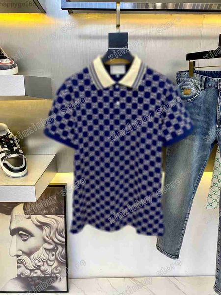

23ss mens women designer polos double letter water color print casual fashion men wild blue coffee, White;black