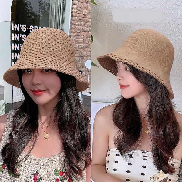 

wide brim hats summer female bucket hat sun cap for woman polyester mesh design wear it on both sides 58cm foldable domed beanie brim yf0156, Blue;gray