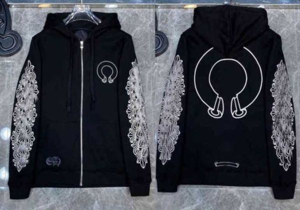

men's hoodies & sweatshirts 3a classic mens zipper ch hoodies designer horseshoe sanskrit cross print pullover heart hoody sweatshrts s, Black