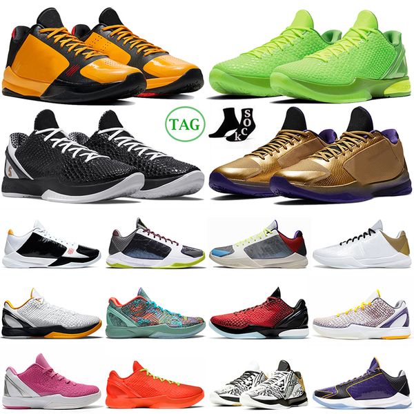 

mamba 6 basketball shoes men protro reverse grinch mambacita hall of fame bruce lee big stage all-star think pink lakers purple mens trainer