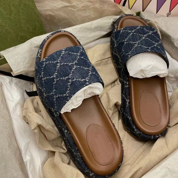 

womens flatform designer slipper slides sandal toe sandles summer shoes classic brand thick casual woman outside slippers sliders beach velc, Black