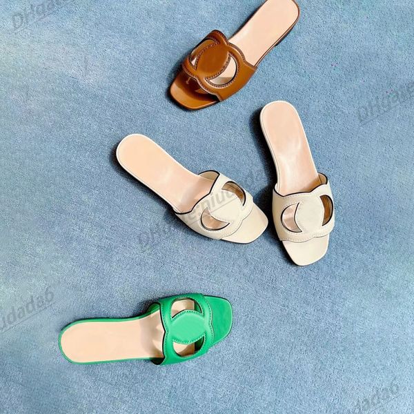 

shoe designer woman luxury interlocking g flat high heel cut-out man slipper leather summer outside easy to wear slide pool beach flat sanda, Black