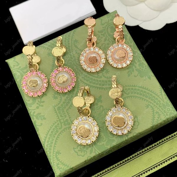 

2023 new fashion flower charm earrings double g letter brass material personality earrings women's wedding party birthday gift designer, Golden