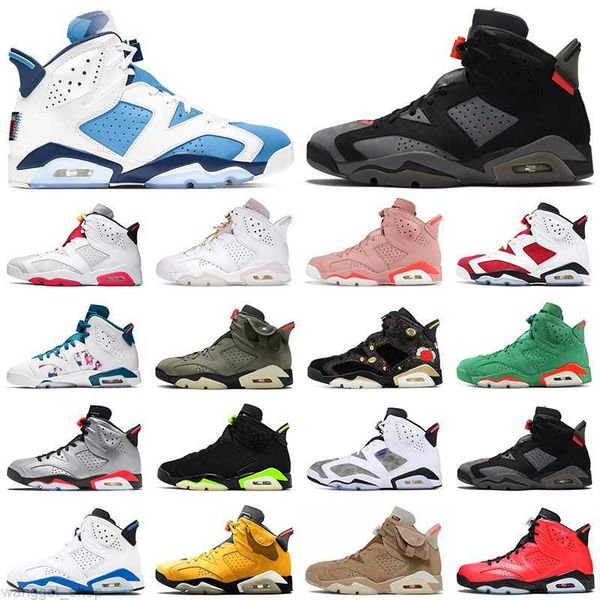 

6 6s basketball shoes unc millennial pink british khaki green abyss flint hare olive chrome oreo women mens trainers sports sneakers size go, Black