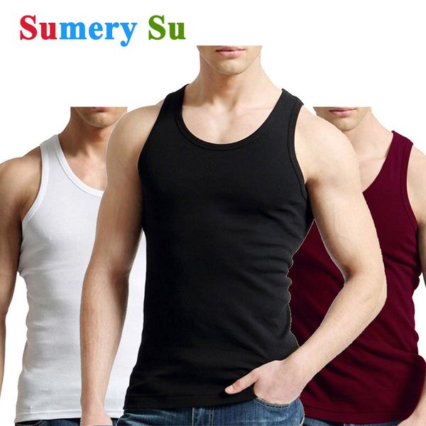 

men' tank 2 pcs/lot men 100% cotton solid vest male breathable sleeveless slim casual undershirt mens gift 230414, White;black