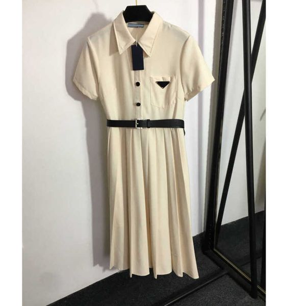 

23ss womens designer clothing women dress summer dresses letter pocket belt retraction waist half-button lapel short-sleeved dress womens cl, Black;gray