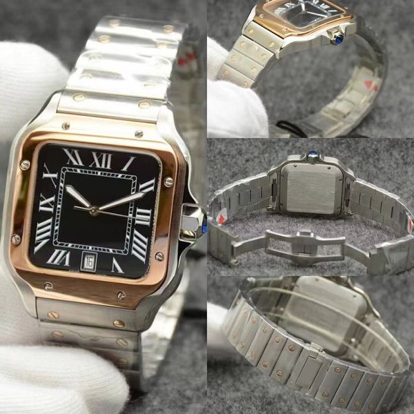 

Luxury Square Designer Watch 40mm Geneva Original Mechanical Watch Leather Strap Fashion Men's Watch Sapphire Glass Montre De Luxe Factory Watch