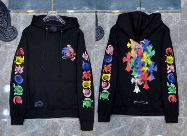

men's hoodies & sweatshirts 3a classic mens zipper ch hoodies designer horseshoe sanskrit cross print pullover heart hoody sweatshirts, Black