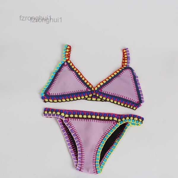 

women's knitted bikini swimwear female swim wear crochet for neoprene beachwear boho style swimsuit two pieces bathng tankini suits 1 e, White;black