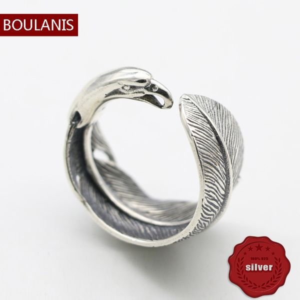 

s925 sterling silver ring personalized opening adjustable fashion feather handmade retro net red couple simple style jewelry lover gift new